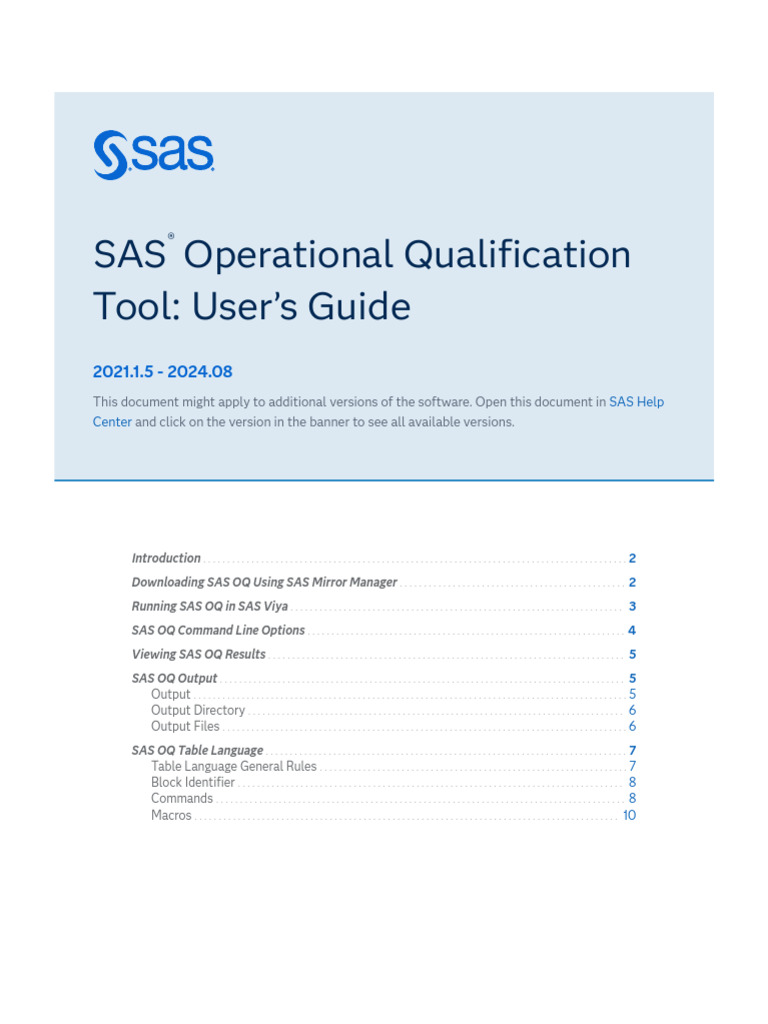 SAS Operational Qualification Tool: User's Guide | PDF | Filename | Xml
