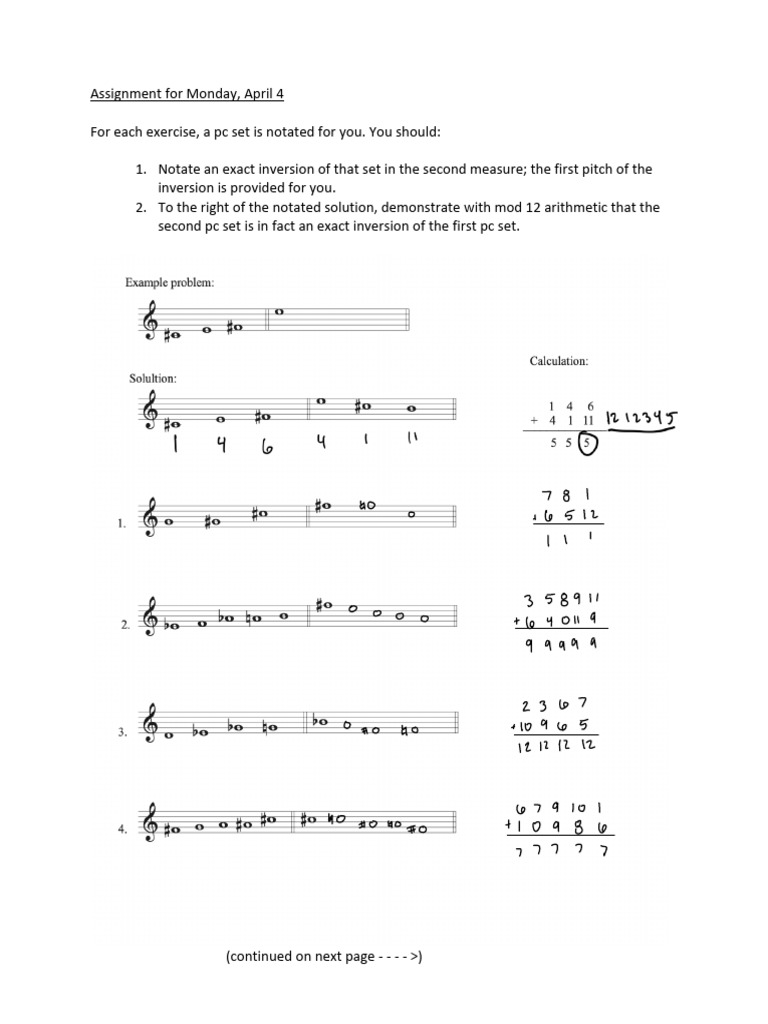 PC Set Inversion and Labeling Assignment | PDF | Elements Of Music ...