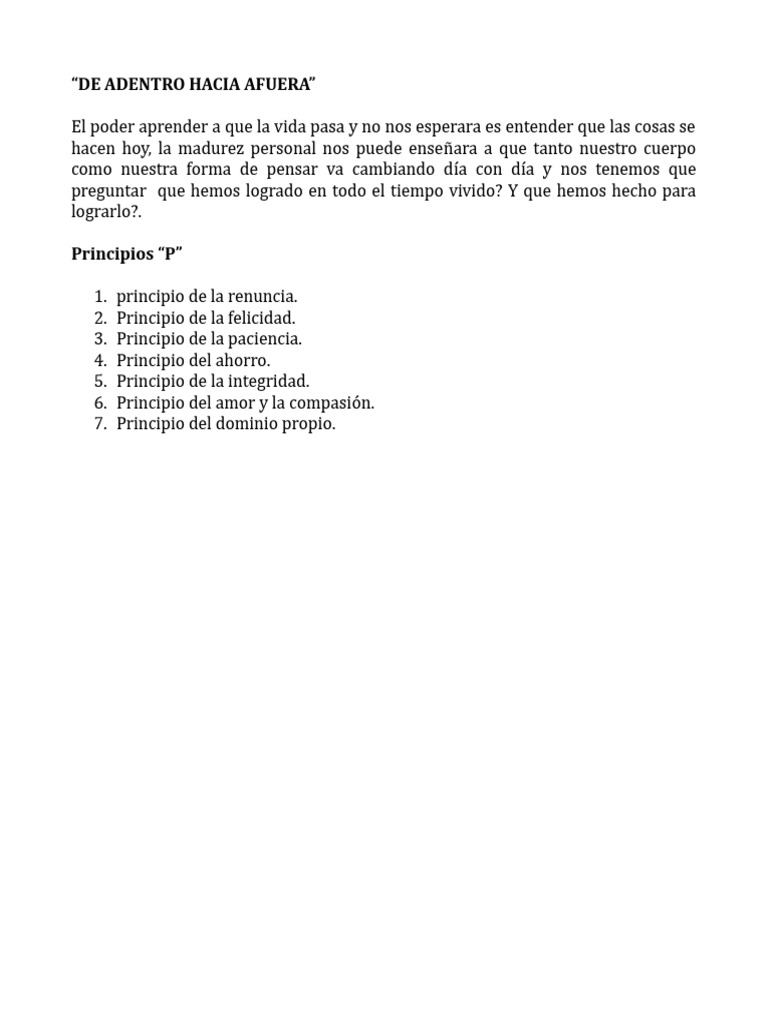 Principios para el Crecimiento Personal | PDF