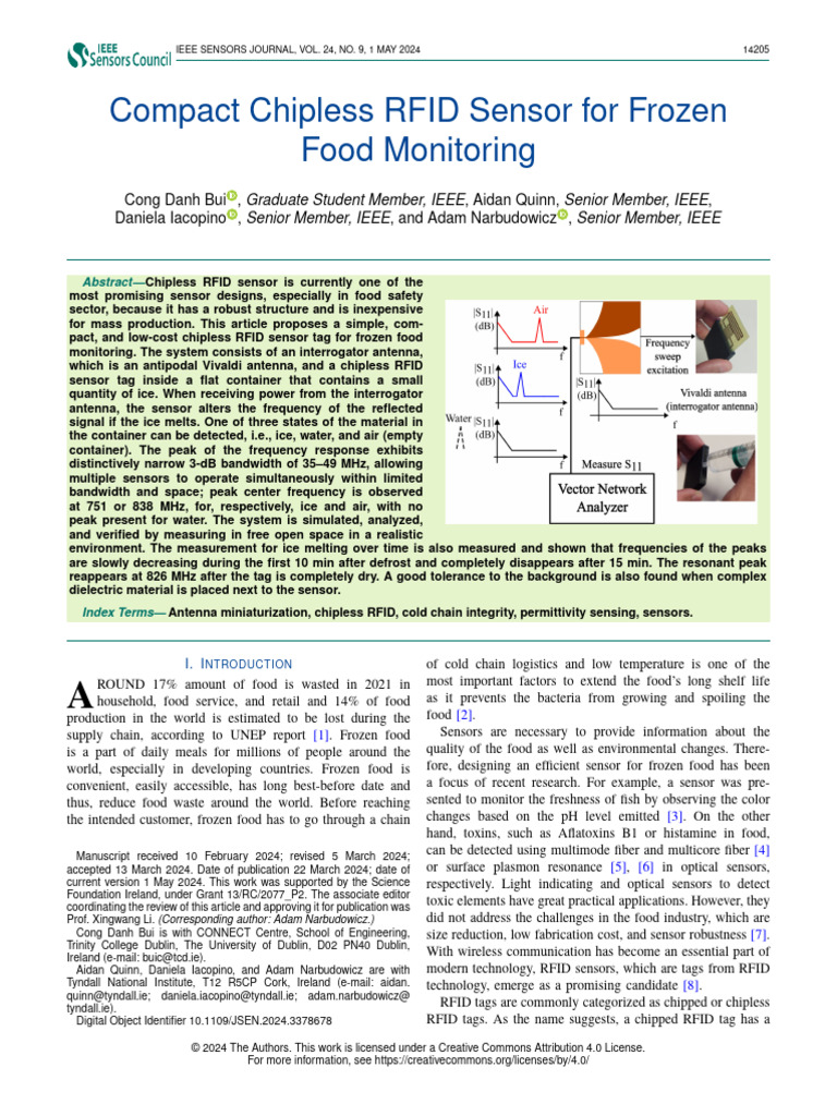 Compact Chipless RFID Sensor For Frozen Food Monitoring | PDF | Antenna ...