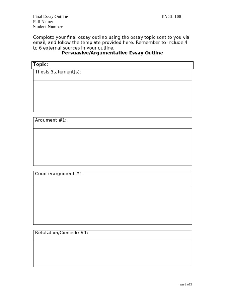 Final Essay Outline Assignment 1 2 | PDF