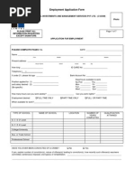 Employment Application Form: Lintel Investments and Management Services PVT Ltd. (C-50/89) Photo