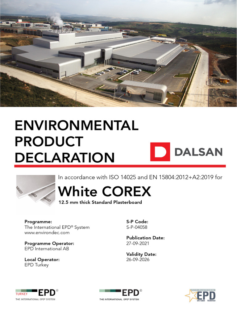 White COREX EPD for Sustainable Drywall | PDF | Life Cycle Assessment ...