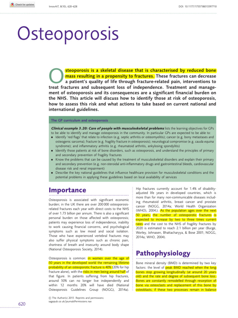Osteoporosis Risk Assessment Guidelines | PDF | Osteoporosis | Bone