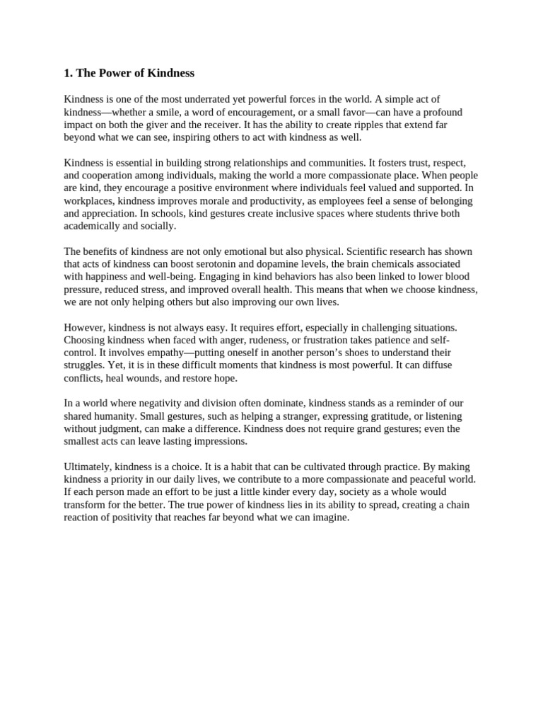 The Transformative Power of Kindness | PDF | Happiness | Popular Psychology