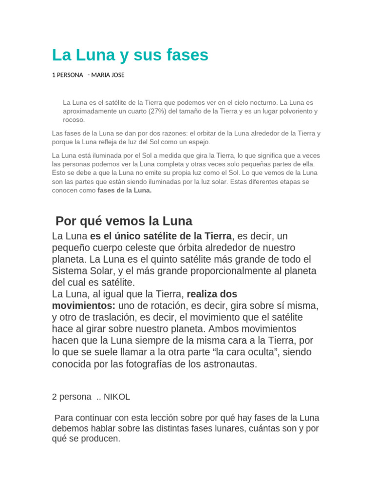 Fases de la Luna: Explicación y Ciclo | PDF | Luna | Tierra