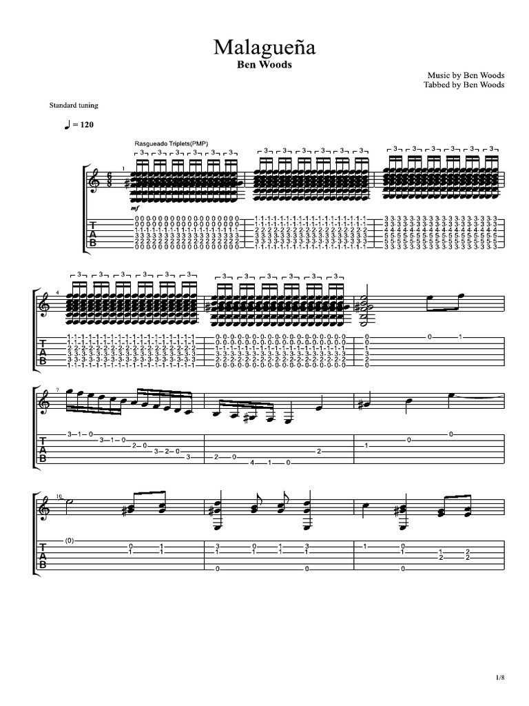 Malagueña (Notation and Tab) | PDF