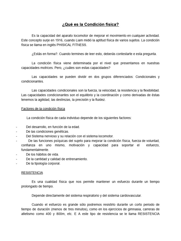 Claves de la Condición Física y Capacidades | PDF | Flexibilidad ...