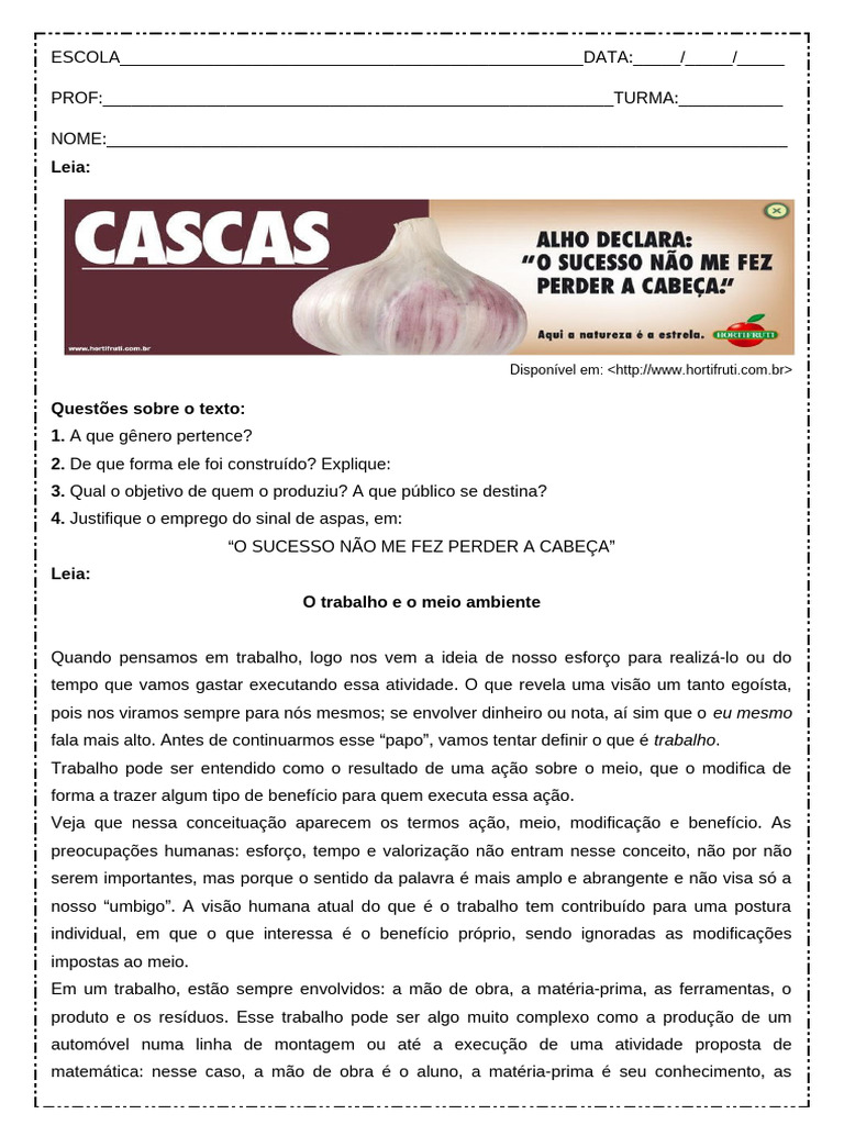 Atividades de Intertextualidade no Ensino Médio | PDF | Tempo