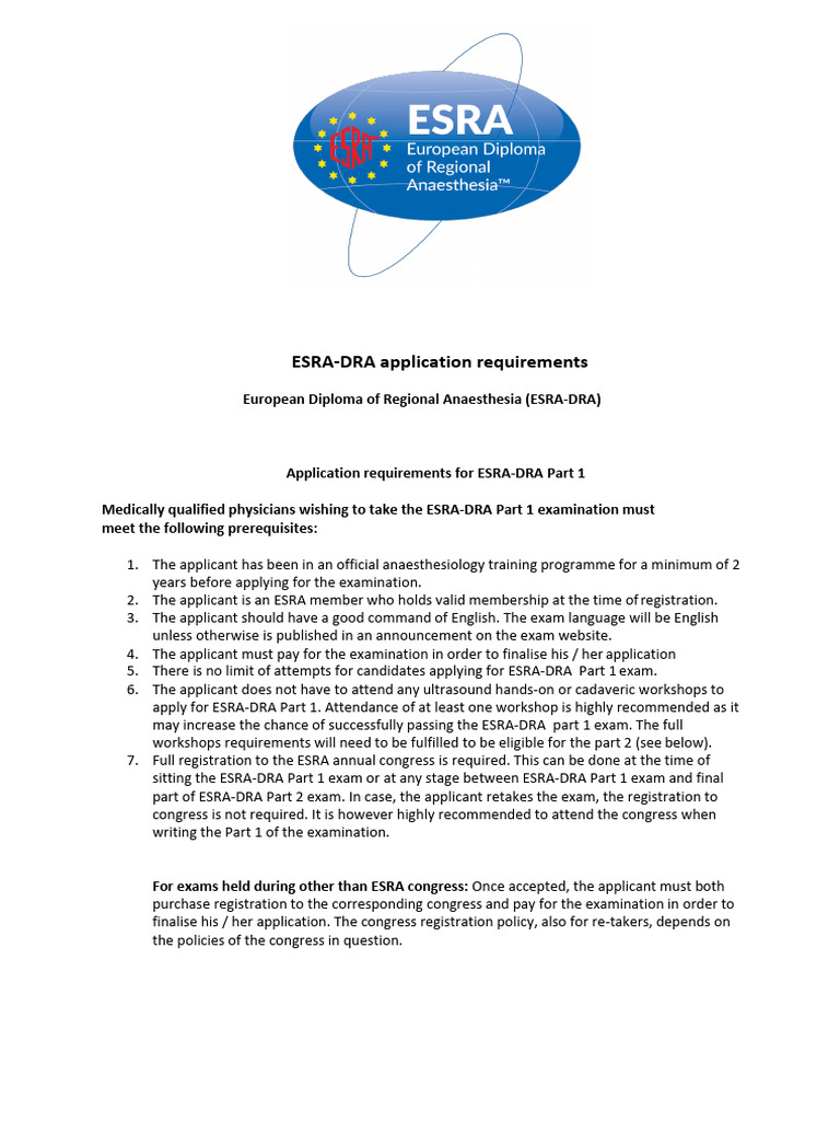 ESRA-DRA Part 1 Application Guide | PDF