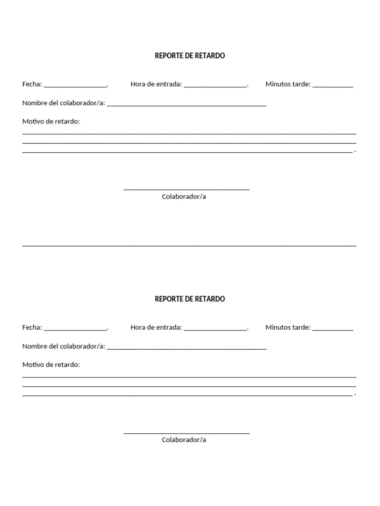 Reporte de Retardo | PDF