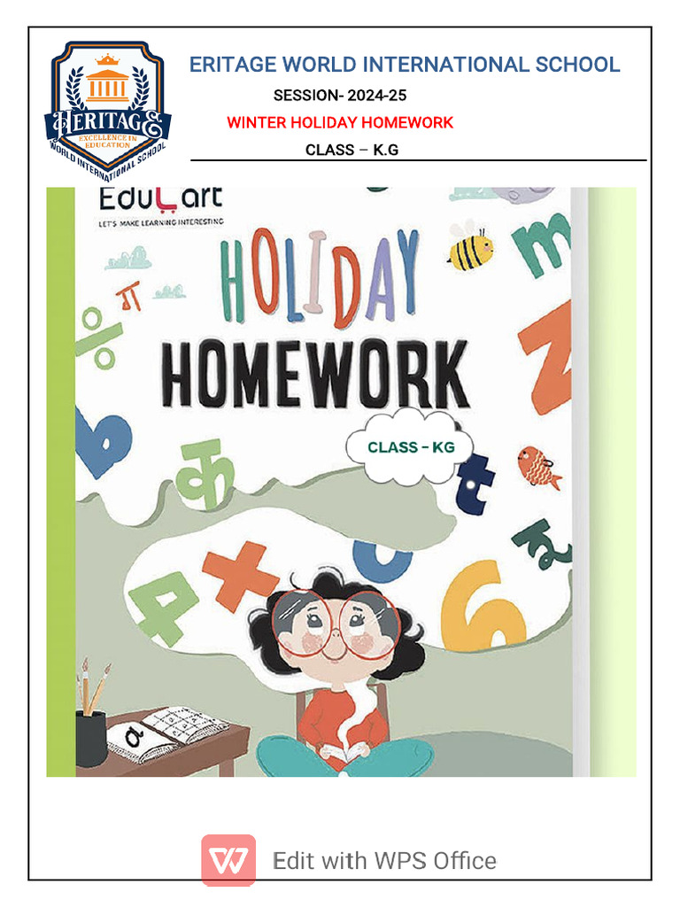 KG Winter Holiday Homework Guidelines | PDF