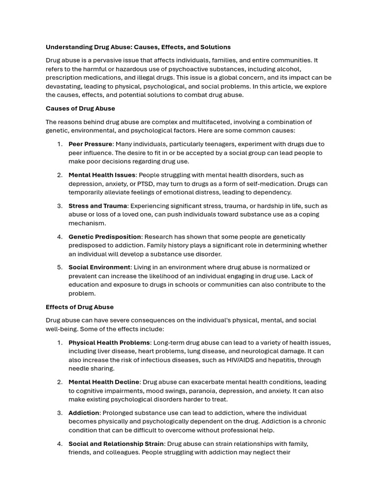 Understanding Drug Abuse: Causes & Solutions | PDF | Substance Abuse ...