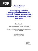 Project Proposal On Developing Suitable Pedagogical Methods For Various Classes, Intellectual Calibers and Research in E-Learning