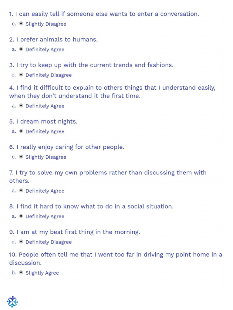 Empathy Quotient Test for Autism | PDF