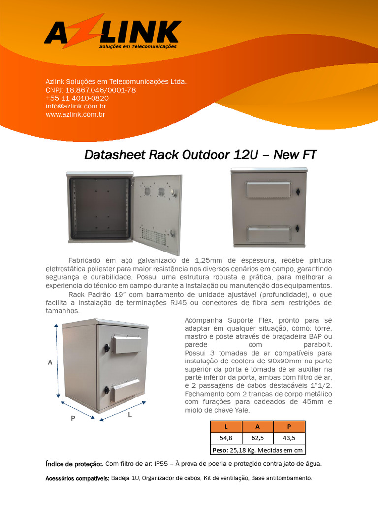 T Rack Outdoor 12u New FT Azlink v1 25 01 2024 | PDF