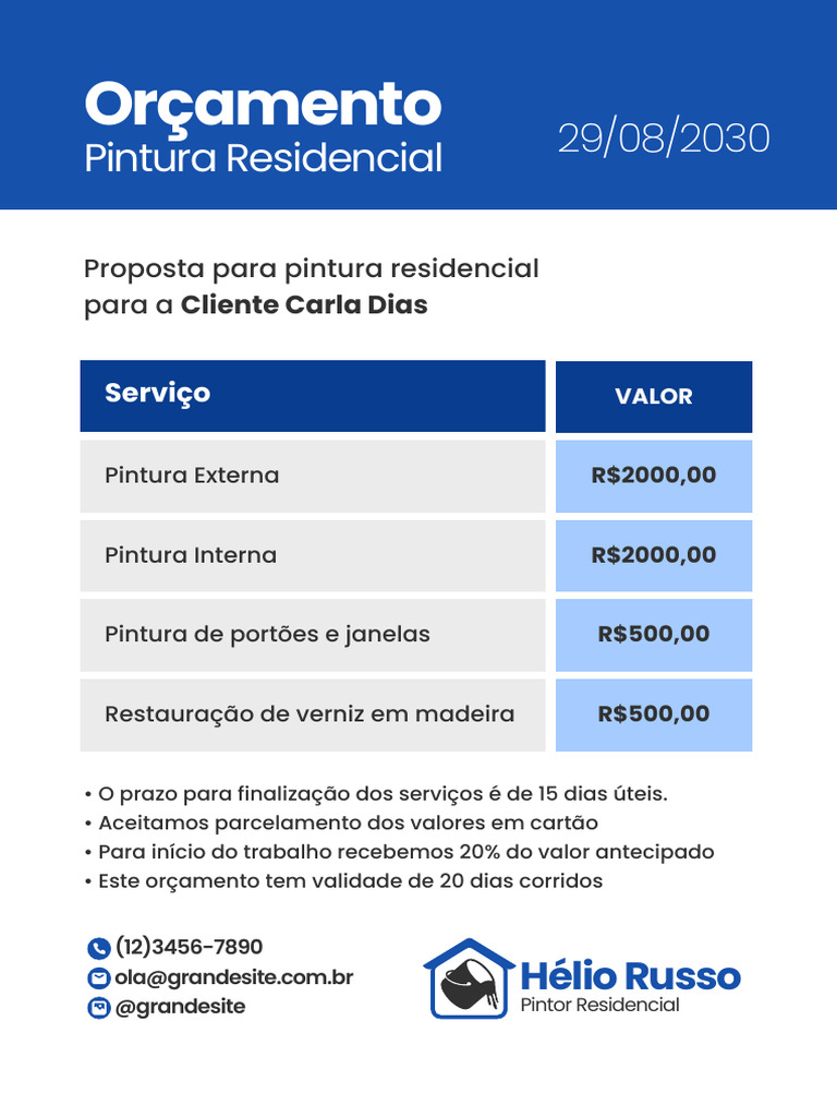 Orçamento de Pintura Residencial | PDF