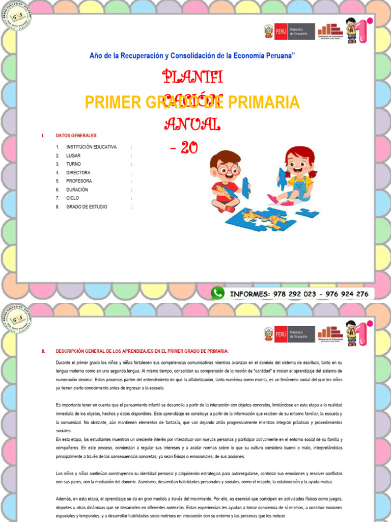 Planificación Anual 2025 Primer Grado | PDF | Geometría | Datos