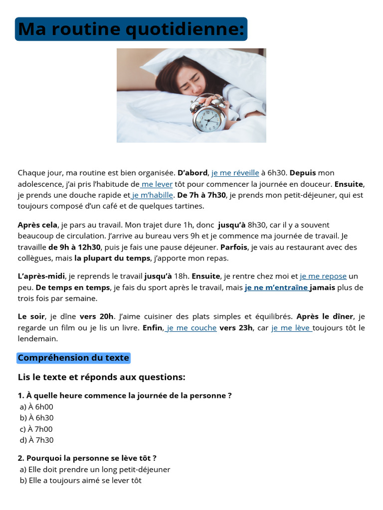 Ma routine quotidienne détaillée | PDF | Repas