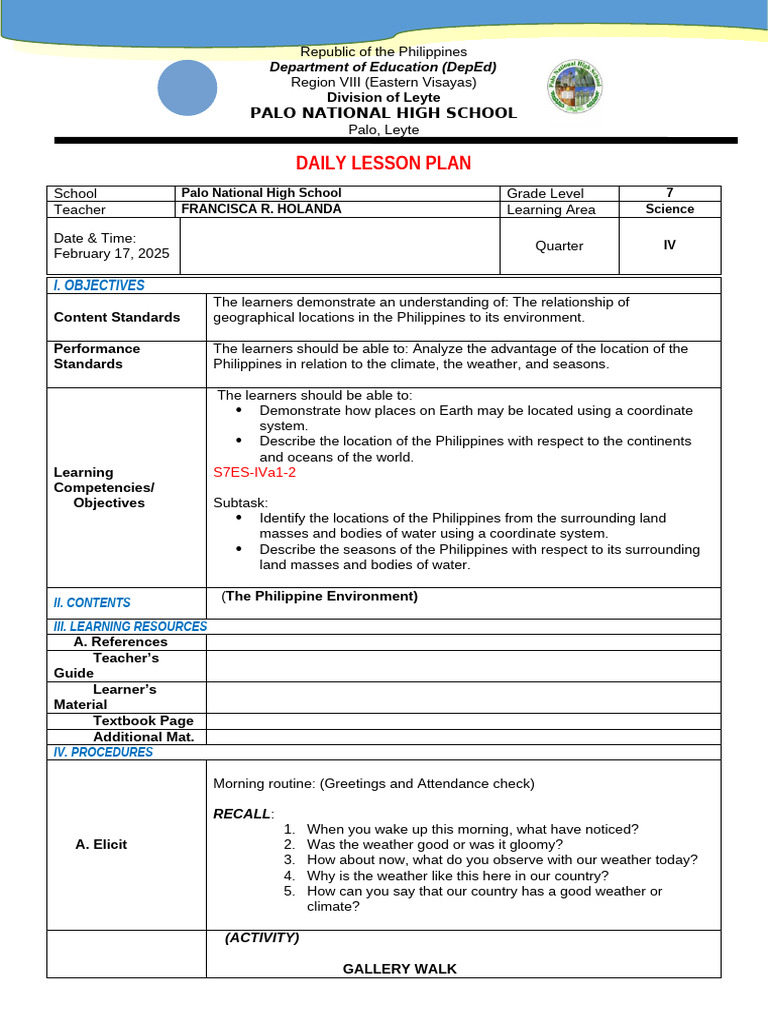Grade 7 Science Daily Lesson Plan | PDF | Force | Learning