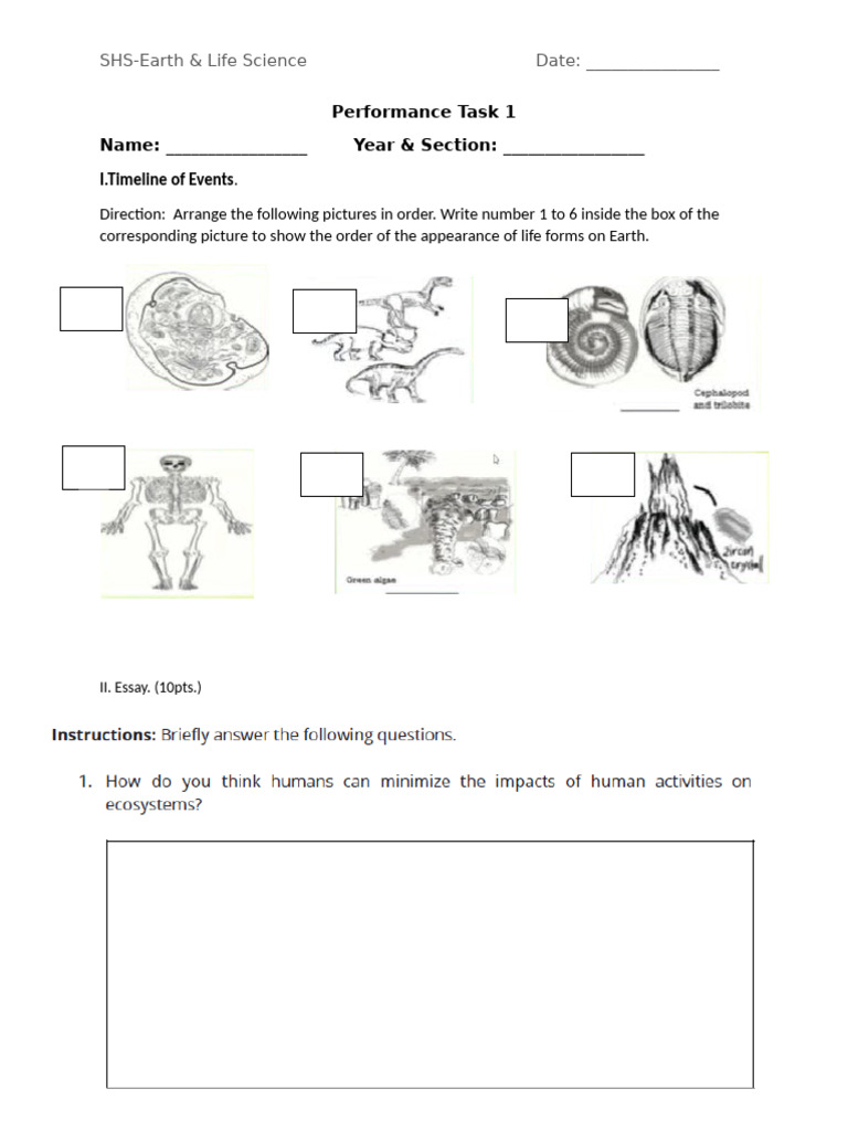 Earth and Life Q2 Performance Task 1 | PDF