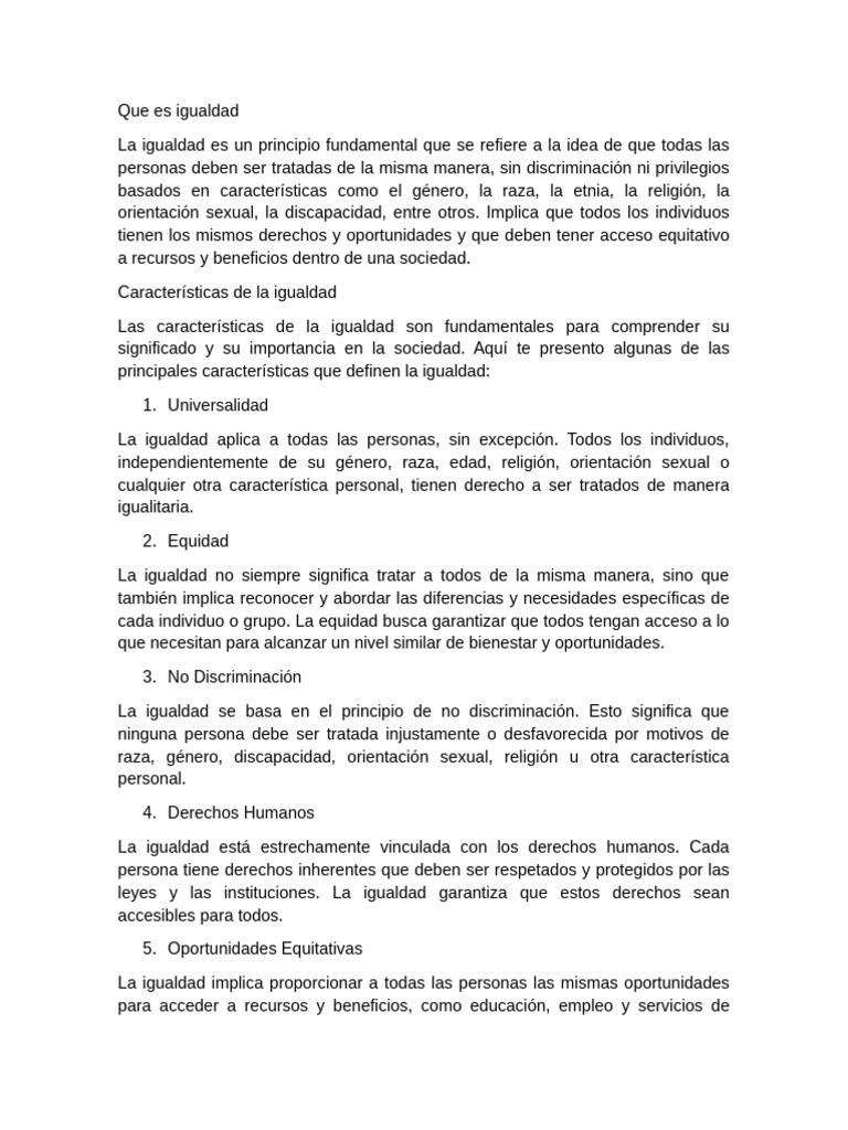 Principios y Aplicaciones de la Igualdad | PDF | Igualdad social ...