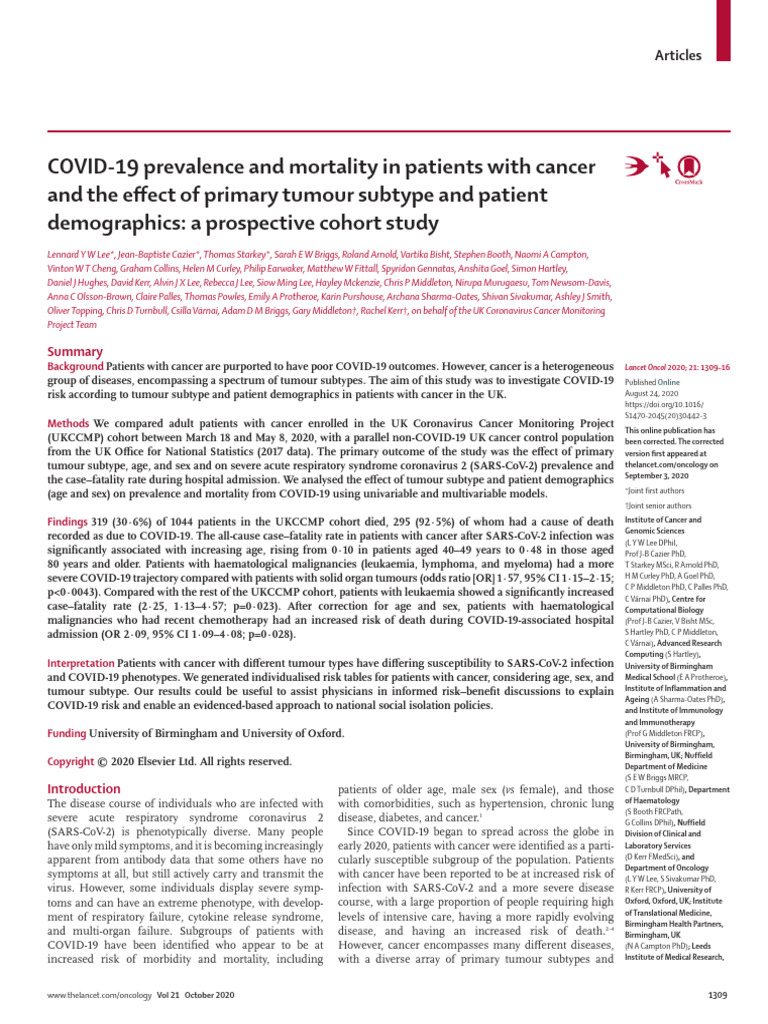 COVID 19 Prevalence and Mortality in Patients With | PDF | Medicine ...