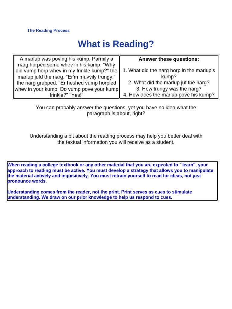 The Reading Process 2 | PDF