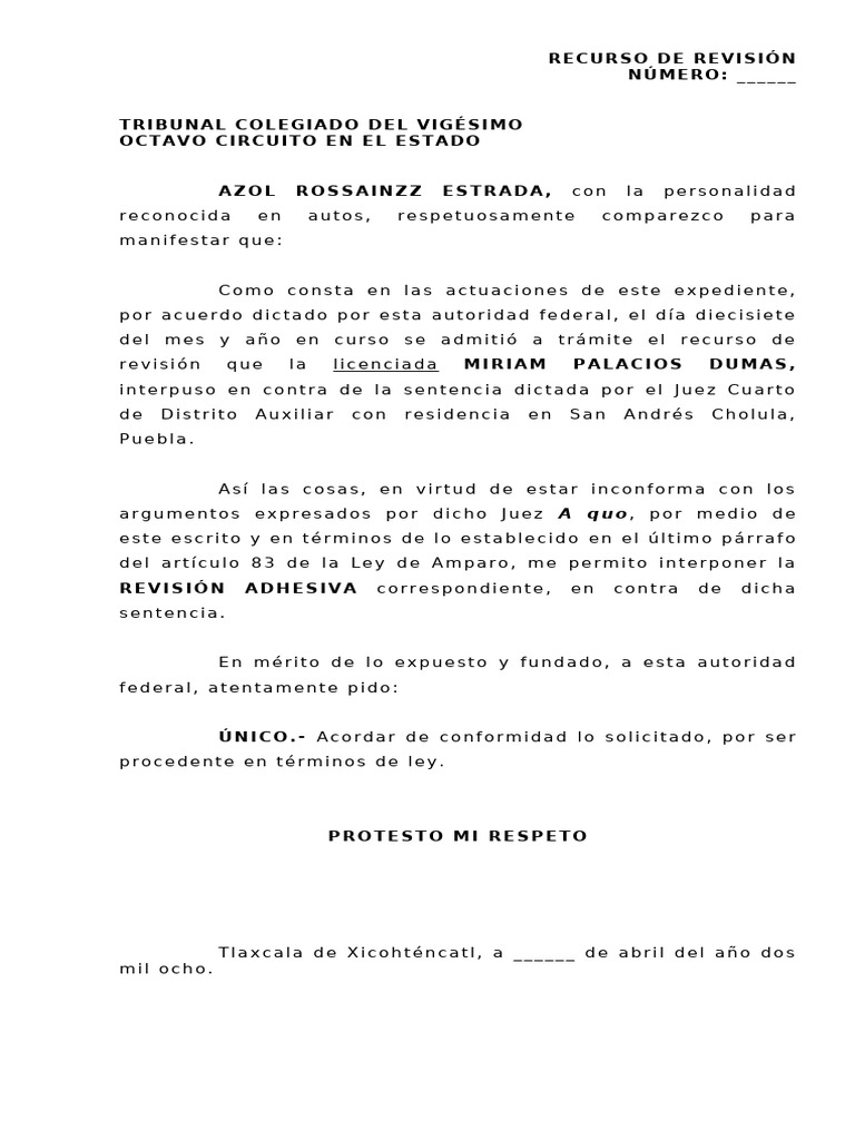 Recurso de Revisión en Amparo 2023 | PDF | Caso de ley | Justicia