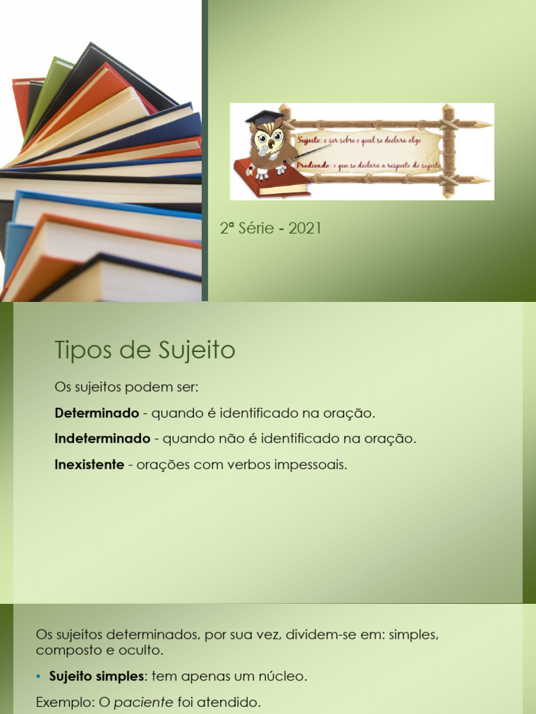 Tipos de Sujeito e Predicado na Língua Portuguesa | PDF | Assunto ...