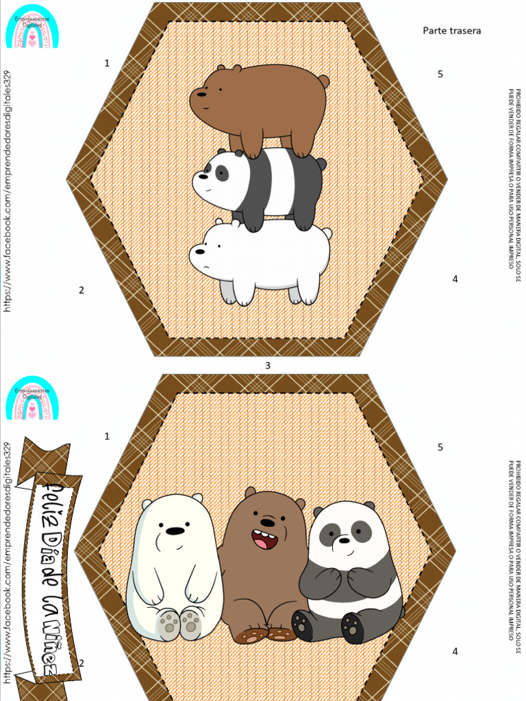 Caja Hexagonal Osos Ruidosos Dia Del Niño | PDF