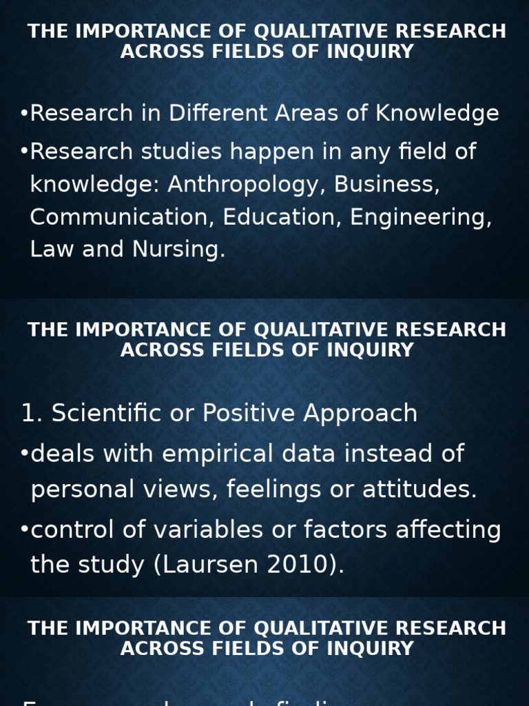 The Importance of Qualitative Research Across Fields of | PDF ...