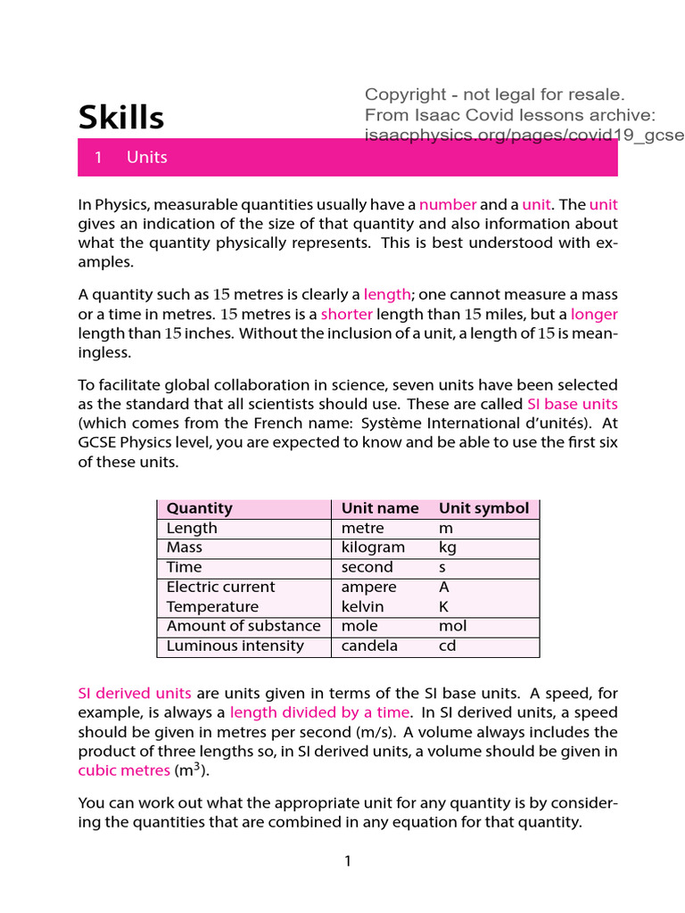 Gcse Section 1 | PDF | International System Of Units | Litre