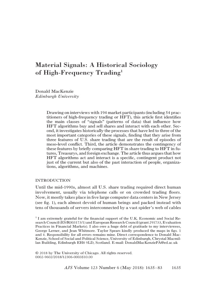 Material Signals | PDF | High Frequency Trading | Futures Contract