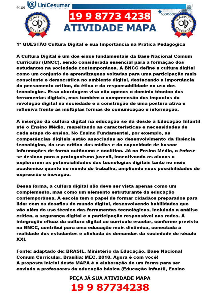 Cultura Digital na Educação e BNCC | PDF | Pedagogia