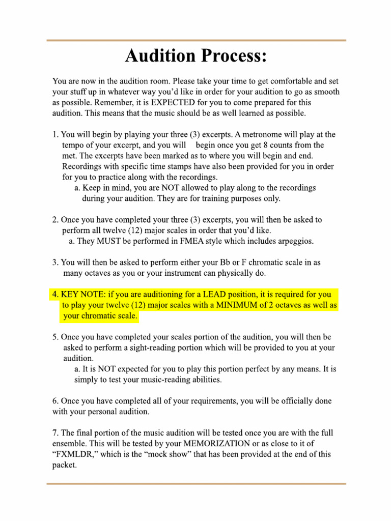 Audition Process | PDF