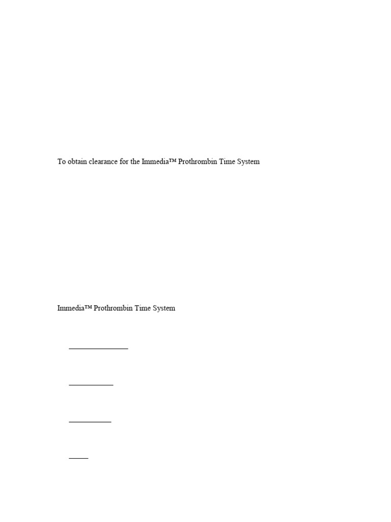 FDA 510 (K) Summary K050243 Immedia Prothrombin Time System | PDF ...