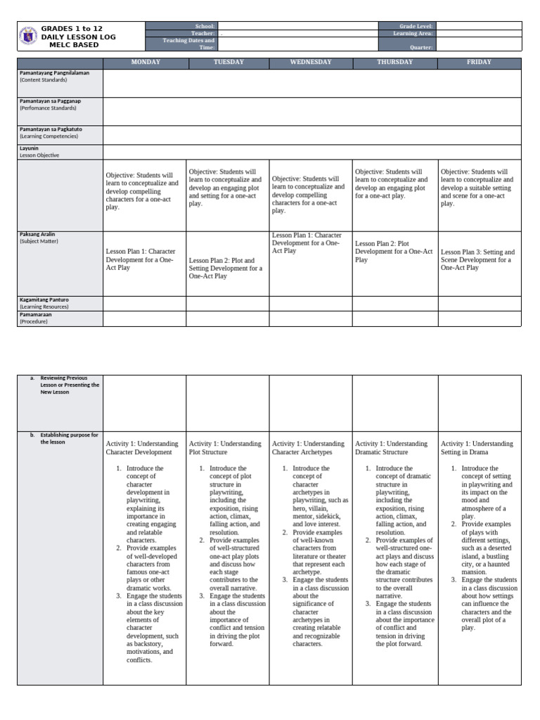 WEEK 8 | PDF | Plot (Narrative) | Lesson Plan
