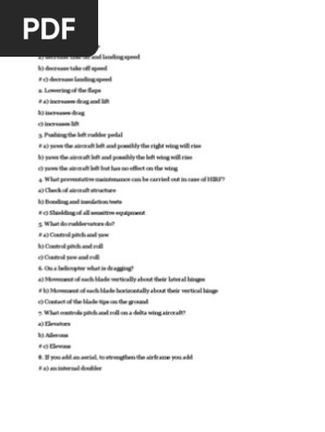 Module 13 Avionics Questions Flight Control Surfaces Aerospace