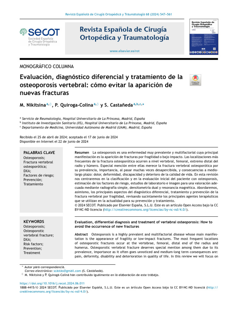 Tratamiento y prevención de fracturas vertebrales | PDF | Osteoporosis ...