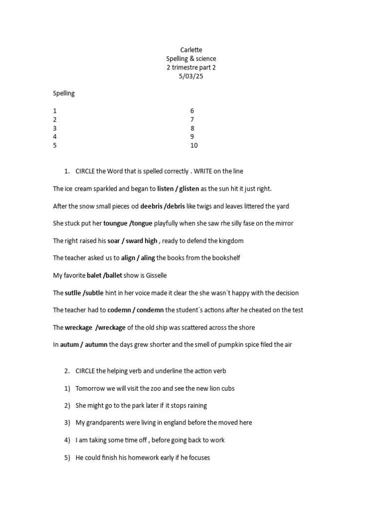 Carlette Spelling & Science 2trimestre part 2 | PDF | Natural Disasters ...