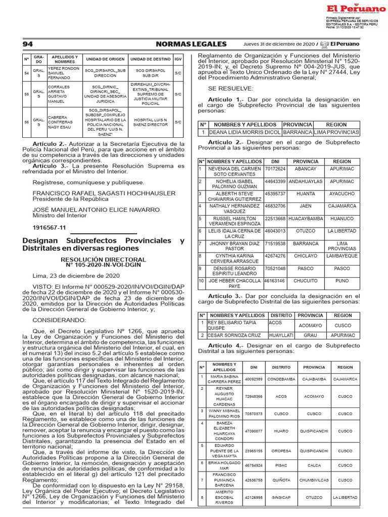 Designan Subprefectos Provinciales y Distritales en Diversas Resolucion ...