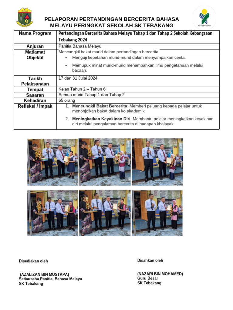 Laporan One Page Program Pertandingan Bercerita | PDF