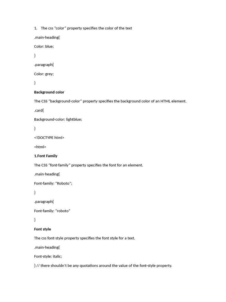 CSS Properties for Text and Background | PDF