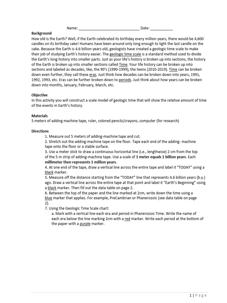 Kami Export - Nyles Boone - Geologic Time Lab 1 | PDF | Geologic Time ...