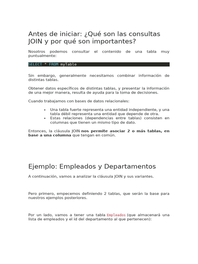 Guía de Consultas JOIN en SQL | PDF | Gestión de datos | Bases de datos