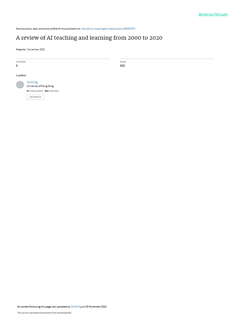 AI Teaching and Learning Review 2000-2020 | PDF | Intelligence (AI ...