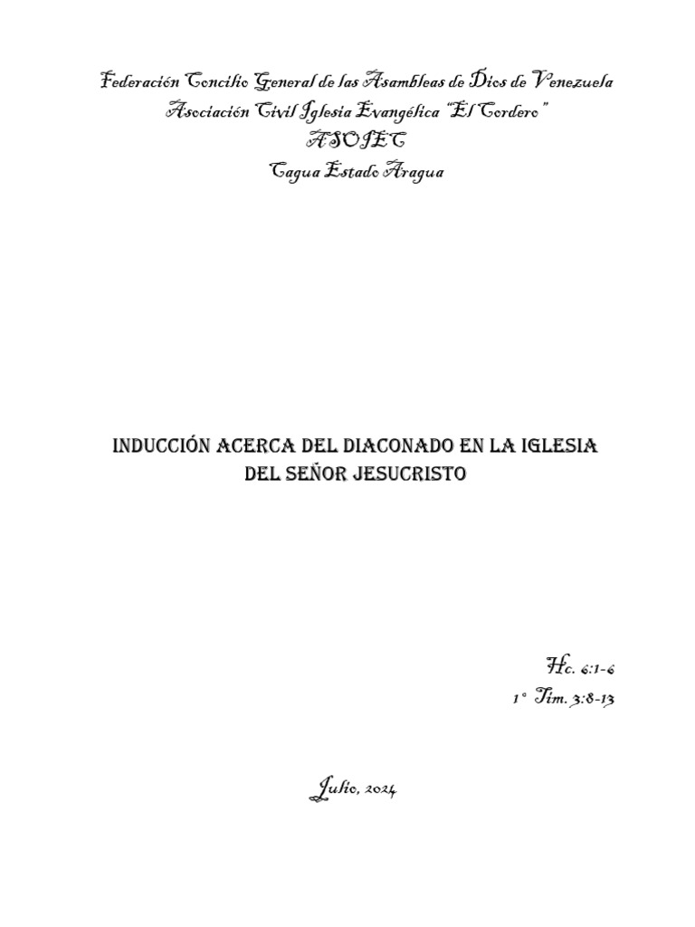Inducción al Diaconado en la Iglesia | PDF | Diácono | Iglesia cristiana