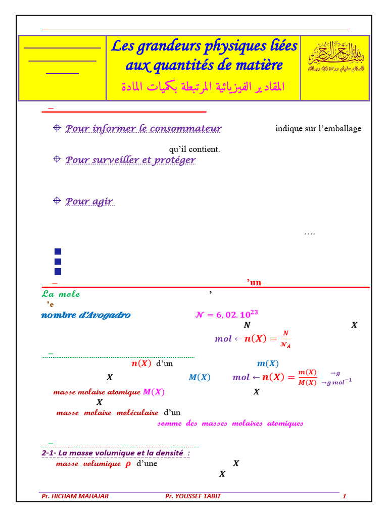 Grandeurs physiques et quantité de matière | PDF | Chimie | Physique ...