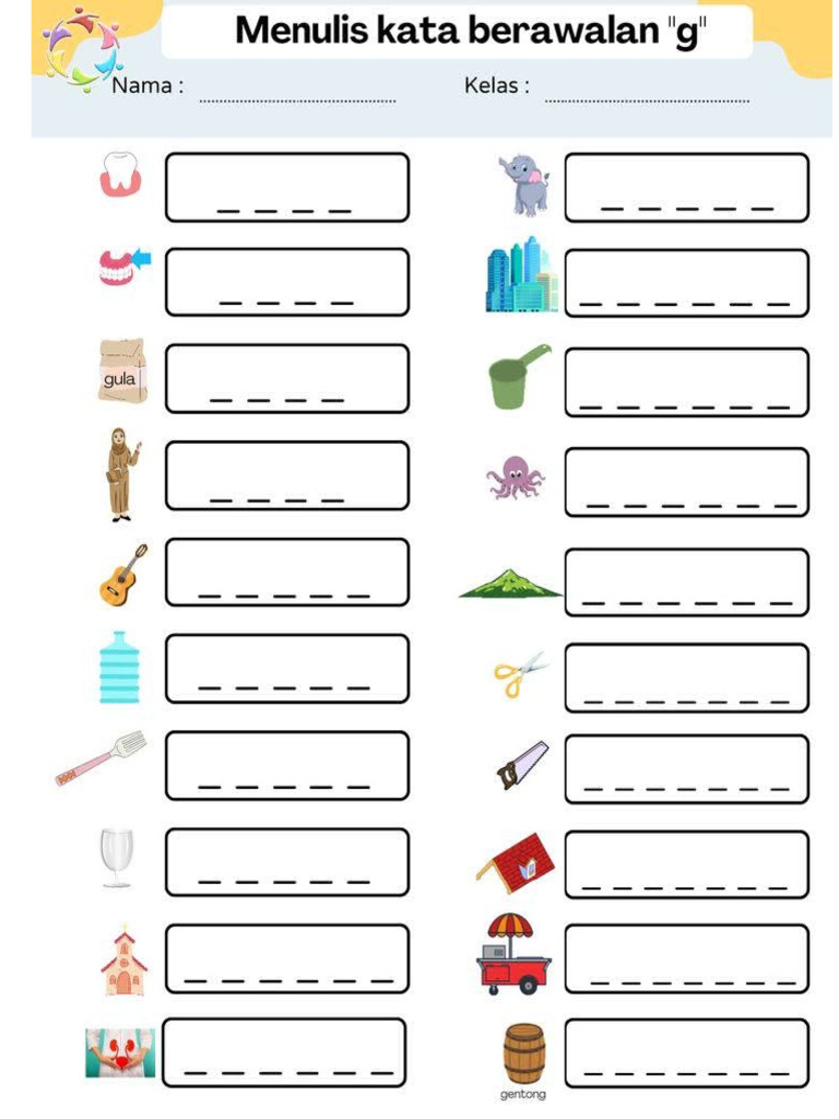 Menulis Kata Berawalan Huruf G Pdf
